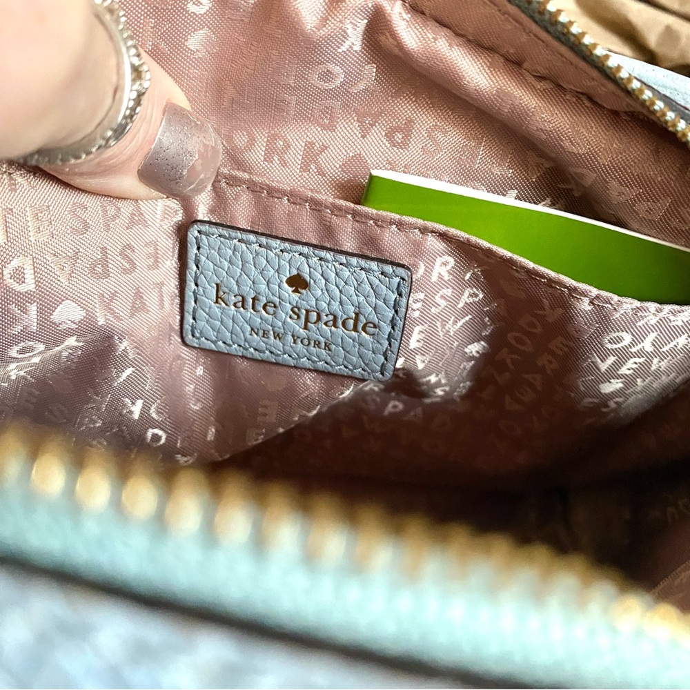 Kate Spade NWT Lt blue Mulberry Street Darian Double Zip Leather Crossbody Bag - Picture 13 of 13